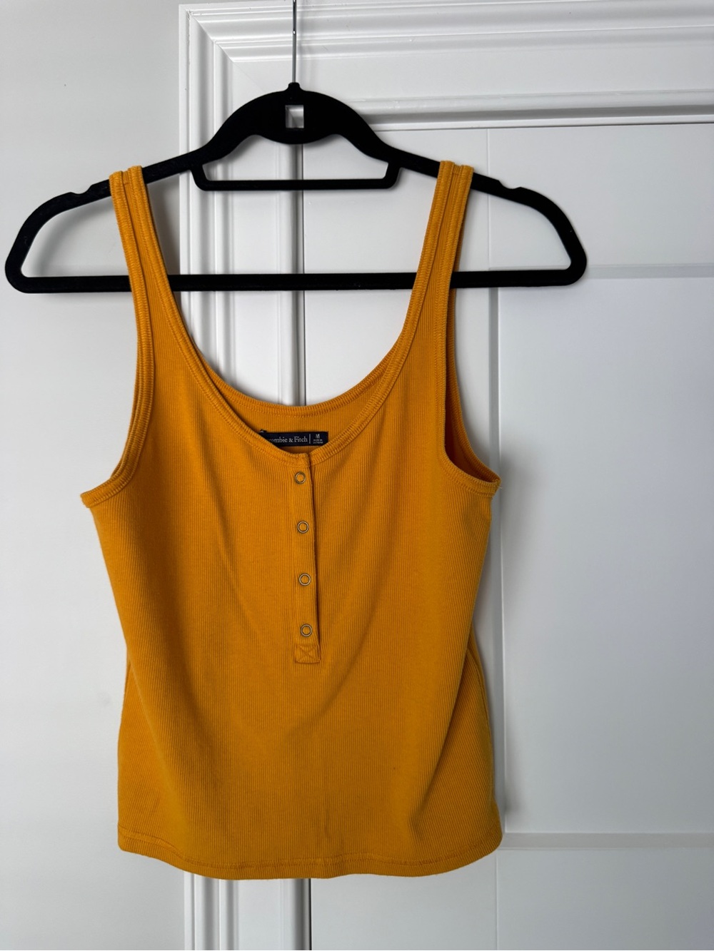 Abercrombie & Fitch Mustard Ribbed Henley Tank Top